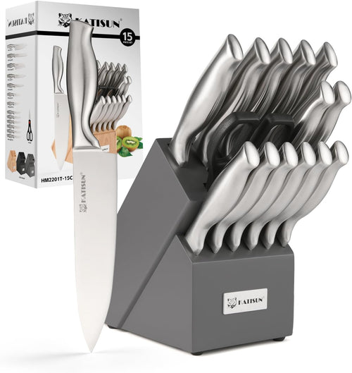 15-Piece Kitchen Knife Set with Block & Shears – product image 2
