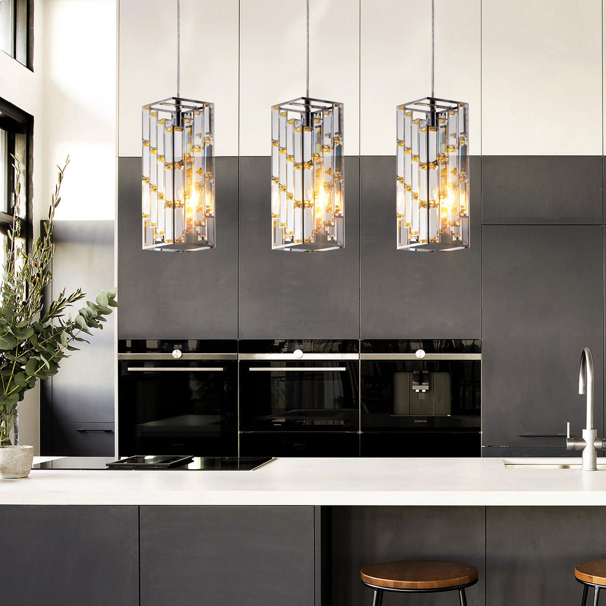 Modern Crystal Pendant Light 3-Pack Ceiling & Pendant Lighting2fce0cc2ae6fc4c88a8067eeb5994241